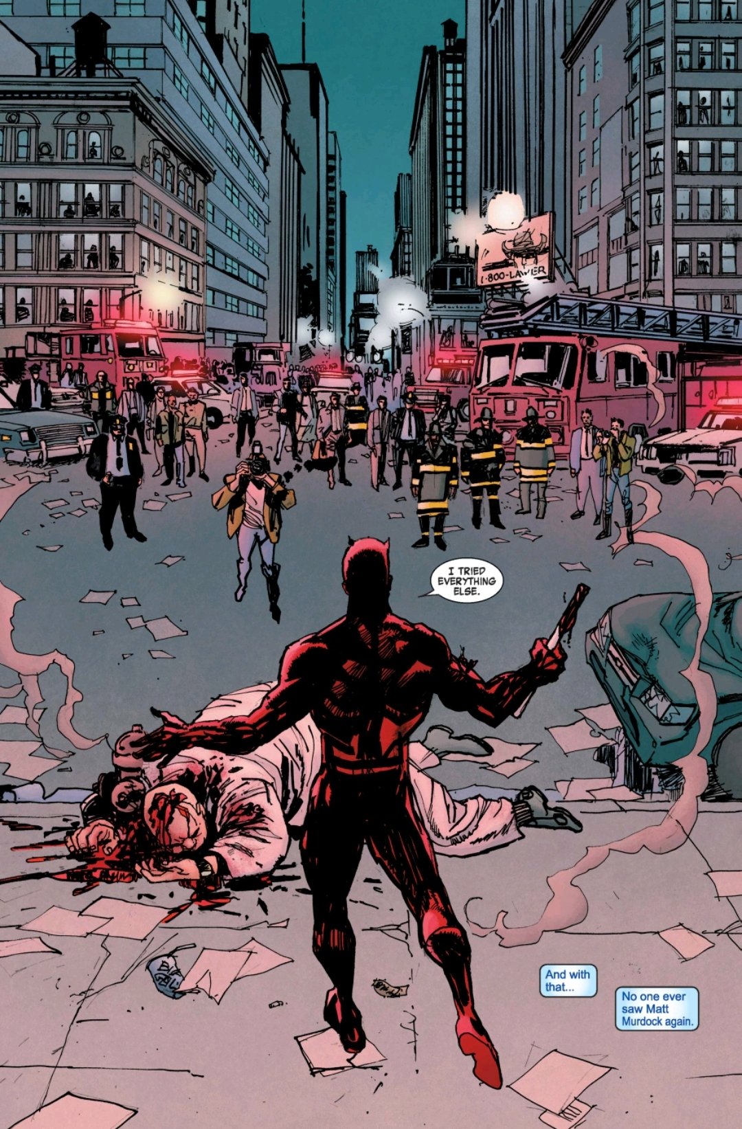 Daredevil after murdering Kingpin in the streets