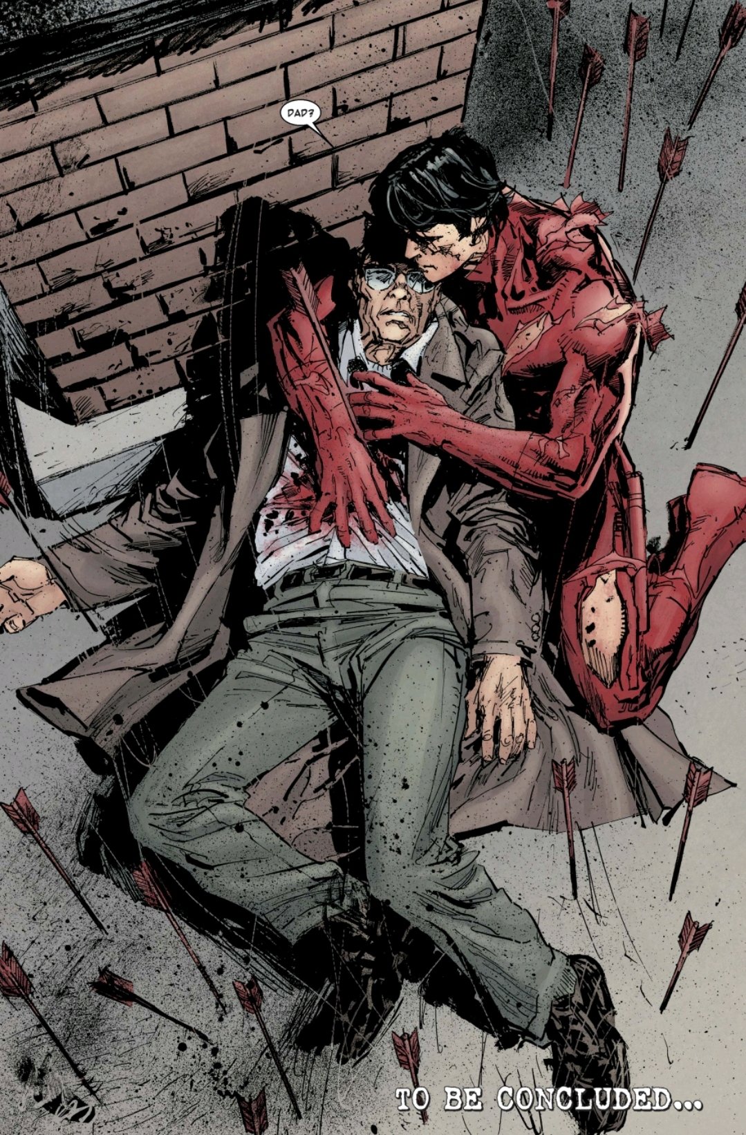 Urich's son as Daredevil cradling a dying Urich