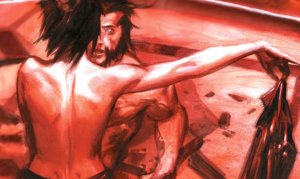 Topless Domino on a very happy Wolverine