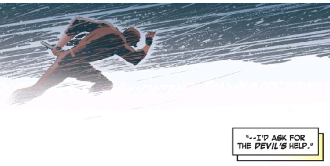 Daredevil running through a blizzard