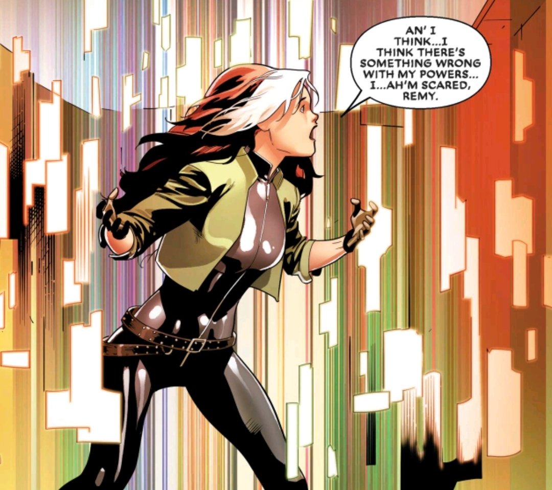 Rogue losing control of her powers in the Mojoverse
