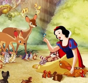 Snow White and forest animals