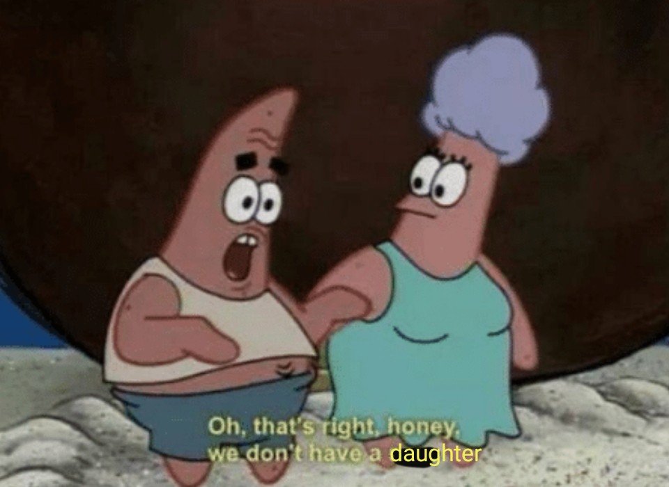 spongebob meme "we don't have a daughter"