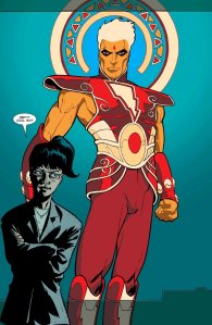 Janie in front of her design for the all new Adam Warlock