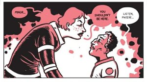 Phoebe facing Joao in Titan