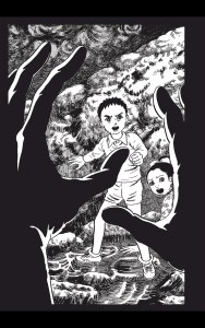 Sho getting cornered by the Lunchroom Man in The Drifting Classroom