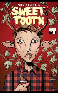 sweet tooth volume 1 cover featuring gus with a candy bar