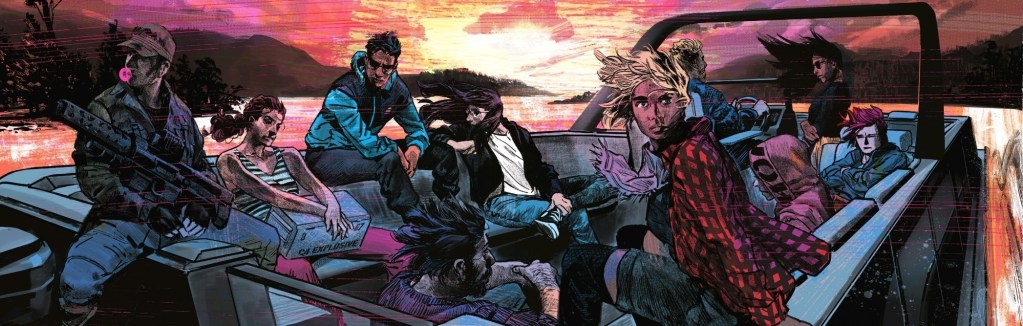 The friend group in The Nice House on the Lake