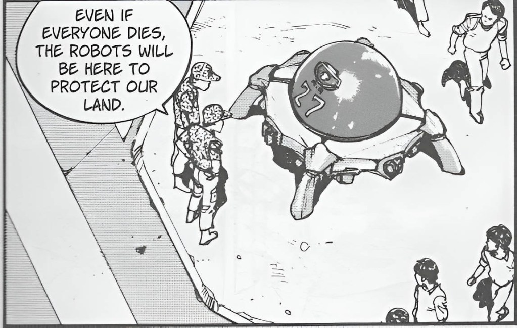 cyberpunk dystopia in Akira where robots will take over after humans die